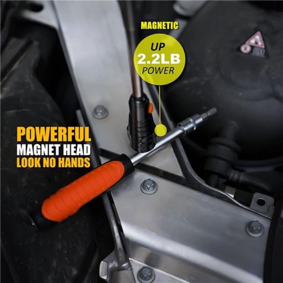 Magnetic Pickup Tool with 3 LED Lights, Telescoping Magnet Flashlight, Black - Picture 5 of 7
